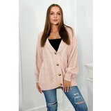 Kesi Button-down sweater with puff sleeves powder pink Cene