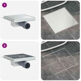  2 u 1 tušni odvod Srebrno 20 x 20 cm Nehrđajući čelik 304 | shoptok.hr
