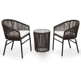3-dijelni bistro set od ratana s jastucima smeđi