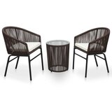 PVC Bistro garnitura z blazinami 3-delna PVC ratan rjava Cene