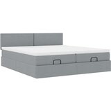 vidaXL Otomanski posteljni okvir z vzmetnicami siv 180x200 cm blago | Shoptok.si