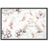  Slika - Toy Bears with Balloons - Flying Plush Bears Among Balloons Clouds and Rainbows in Subtle Pastel Hues 60x40 U crnom drve | shoptok.hr