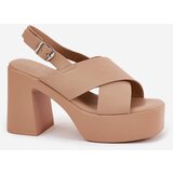 Boto Women's Sandals On Heel And Platform Made Of Eco Leather Khaki Annavin | Shoptok.si
