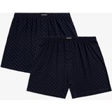 Atlantic Men's Classic Boxer Shorts with Buttons 2PACK - Navy Blue with Pattern cene