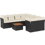 vidaXL 9-dijelni set vrtnih sofa s jastucima crni od poliratana | shoptok.hr