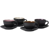 Bitz 4-delni set skodelic s krožniki - črna / jantarna | Shoptok.si