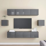  6-dijelni set TV ormarića visoki sjaj sivi od iverice | shoptok.hr