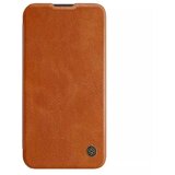 Nillkin Qin Leather Pro preklopna torbica z zaščito za kamero za Samsung Galaxy S23 - rjava | Shoptok.si