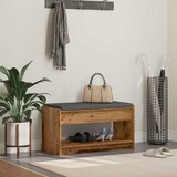  Klupa za hodnik s jastukom s policom Staro drvo 83 x 38 x 45 cm | shoptok.hr