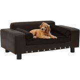 vidaXL Pasji kavč rjav 81x43x31 cm iz pliša in umetnega usnja Cene