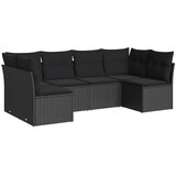  6-dijelni set vrtnih sofa s jastucima crni od poliratana Crna 234 x 124 x 69 cm | Shoptok.si