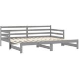  Dnevni ležaj na izvlačenje 2 x (90 x 200) cm sivi od borovine Siva | Shoptok.si