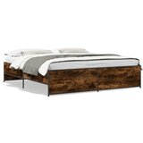 Maison Chic Posteljni okvir - Dvoposteljna postelja - Zakonska postelja dimljeni hrast 180x200 cm inž. les in kovina-J5013, (21768626) | Shoptok.si