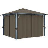  Sjenica sa zastorima i LED svjetlima 300 x 300 cm smeđe-siva | shoptok.hr