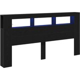  Postelja z LED lučmi Črni hrast 200x18,5x103,5 cm | Shoptok.si