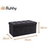 Ruhhy zložljiv tabure s shranjevanjem 110L – velvet pouf 76x38x38 cm, nosilnost 150 kg (XXL) | Shoptok.si