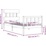  Kreveta s uzglavljem crni 2FT6 jednokrevetni masivno drvo | shoptok.hr