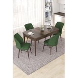 Hanah home trpezarijski set Nef, sto na razvlačenje i 4 stolice, ploča u dekoru drveta Baroque, kaki zelena tkanina Jerry | Eponuda.com