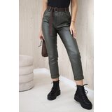 Kesi Włoski Waxed trousers with a belt khaki Cijene