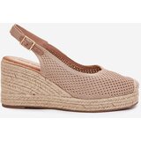 Boto Wedge Sandals For Women With Braiding Dark Beige Tulliata | ePonuda.com
