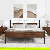 Metalni Kovinski posteljni okvir brez vzmetnice rjavi hrast 180x200 cm, (21829329) | Shoptok.si