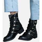 Gemre Black lace-up ankle boots embellished with studs Elea | shoptok.hr