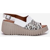 ARTIKER Womens Sandals Made Of Natural Leather On Wedge White | ePonuda.com