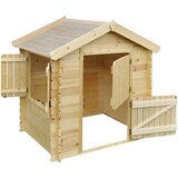 Timbela Zunanja otroška hiška, 19 mm deske - Lesena igralna hiška brez podov V143 x 112 x 146 cm / 1,1 m2 - M516-1, naravni les, (21884928) | Shoptok.si
