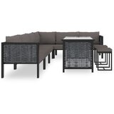 The Living Store Vrtna garnitura z blazinami 9-delna poli ratan antracitna - Vrtna Počivalna Garnitura, (21460619) | Shoptok.si