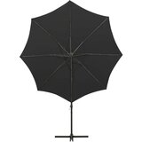  Konzolni suncobran sa stupom i LED svjetlima 300 cm crni | shoptok.hr