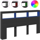 Ormarić za uzglavlje s LED svjetlima crni 180 x 17 x 102 cm | Eponuda.com