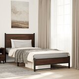 Maison Chic Kovinski Posteljni okvir - Enojna postelja - Postelja za odrasle brez vzmetnice rjavi hrast 100x200 cm, (21697175) | Shoptok.si