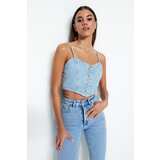 Trendyol Crop Top - Blue - Plain Cijene