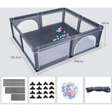  Dječja ogradica 200 x 180 cm s 50 igraćih loptica, ogradica sa zatvaračem, tamno siva | shoptok.hr