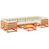  8-dijelni set vrtnih sofa s jastucima voštano smeđi od borovine | shoptok.hr