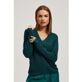 Marisse Fitted V-Neck Sweater In Emerald Green | Shoptok.si