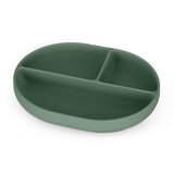 Petite&Mars Silikonski ovalni krožnik s predelki in priseskom 6 m+ Take&Match, Misty Green | Shoptok.si