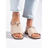 Shelvt Women's beige flat flip-flops Cene