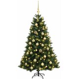  Umjetno božićno drvce s kuglicom 150 cm 150 LED lampica - Zelena 150 cm s LED žaruljama i zlatnim kuglicama | shoptok.hr