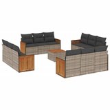  The Living Store Vrtna sedežna garnitura 13-delna z blazinami siv poli ratan - Vrtna Sedežna Garniture, (21462001) | Shoptok.si