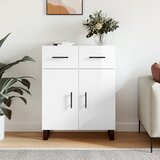 vidaXL Komoda visok sijaj bela 69,5x34x90 cm inženirski les | Shoptok.si
