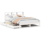vidaXL Knjižna postelja brez ležišča bela 140x190 cm trdna borovina | Shoptok.si