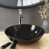 vidaXL Kopalniški umivalnik s pipo in potisnim odtokom črno steklo | Shoptok.si