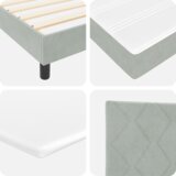 vidaXL Box Spring Krevet s Madracem & LED Svjetlom Svjetlosiva 140x200 cm Baršun | shoptok.hr