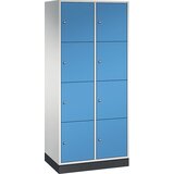 C+P Jeklena omara s predelki z zaklepanjem INTRO, višina predelka 435 mm, ŠxG 820 x 500 mm, 8 predelkov, korpus svetlo siv, vrata svetlo modra | Shoptok.si
