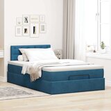 vidaXL Otomanski posteljni okvir z vzmetnico moder 120x200 cm žamet | Shoptok.si