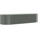 vidaXL Vrtna sadilica od čelika obloženog prahom 322x100x68 cm siva | shoptok.hr