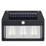 Solarna zidna lampa sa tri edison sijalice i senzorom pokreta Dekorativna lampa za fasadu Bastenske lampe za osvetljenje dvorista