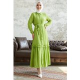 InStyle Nesya See-through Dress With Ruffles At The Hem - Pistachio Green | shoptok.hr