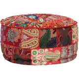 vidaXL tabure večbarven okrogel, bombaž, ročno izdelan 40x20 cm rdeč | Shoptok.si
